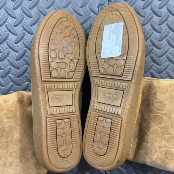 Coach Sherpa Lined Logo Winter Ankle Boots Womens Size 9 Brown Suede Round Toe - Picture 5 of 8